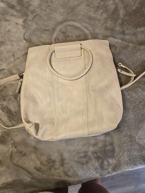 Sasha And Sofi Neutral Cream Women’s Tote Bag with Round Handles